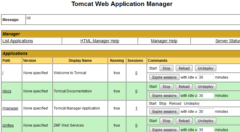 Tomcat Web Application Manager