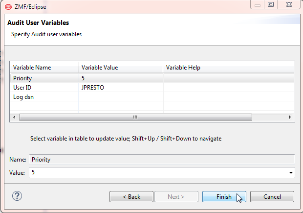 audit user variables