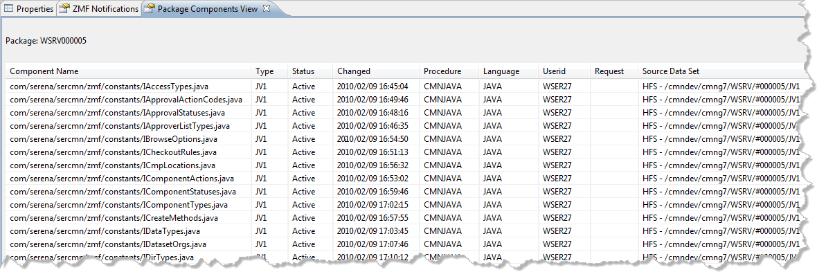 package component results