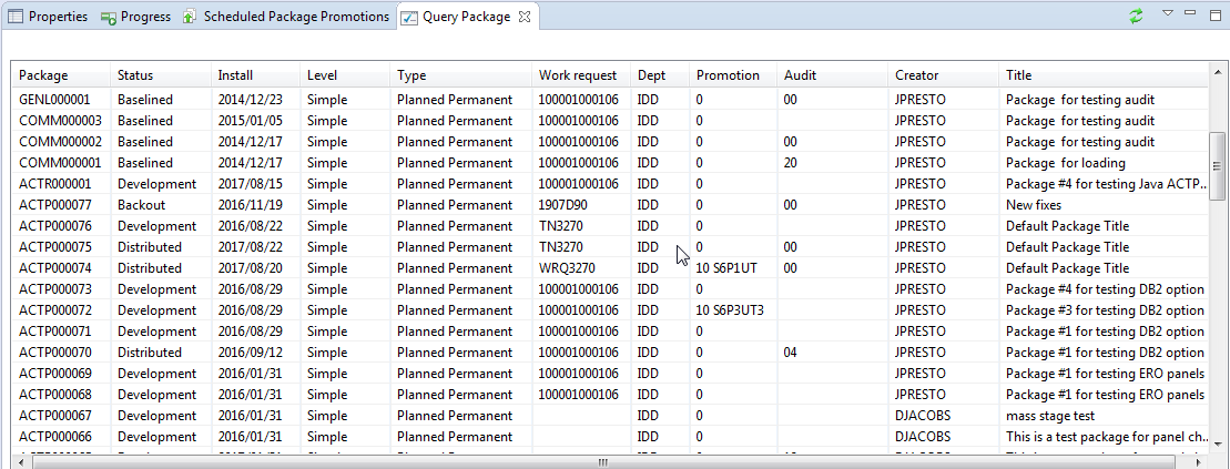 query results