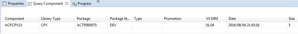 query component table