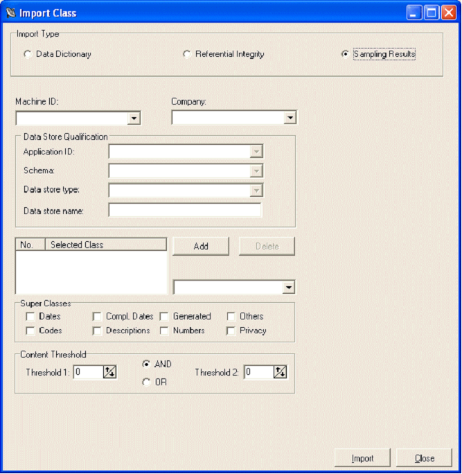 Import Class - Sampling Results