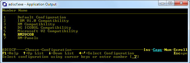 The RM2VCOB configuration in Adiscf