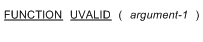 Syntax for General Format for the UVALID function