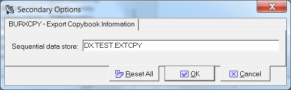 Secondary Options - Export Copybook Information