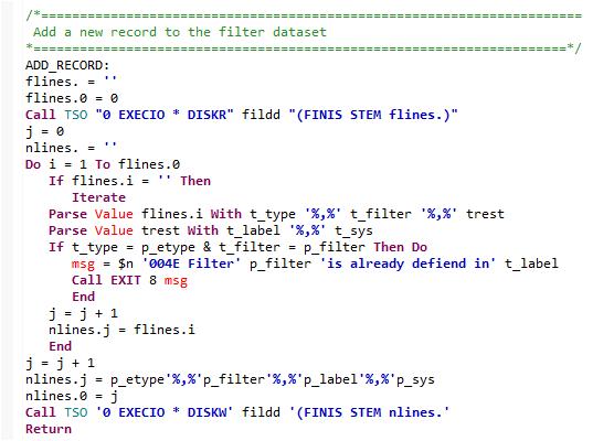 Code snippet for creating a file record