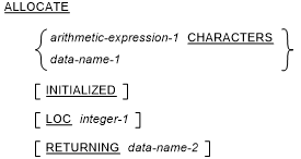 Syntax for the ALLOCATE statement