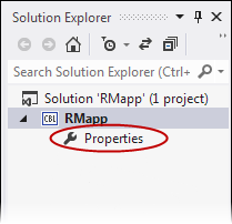 Properties entry in Solution Explorer